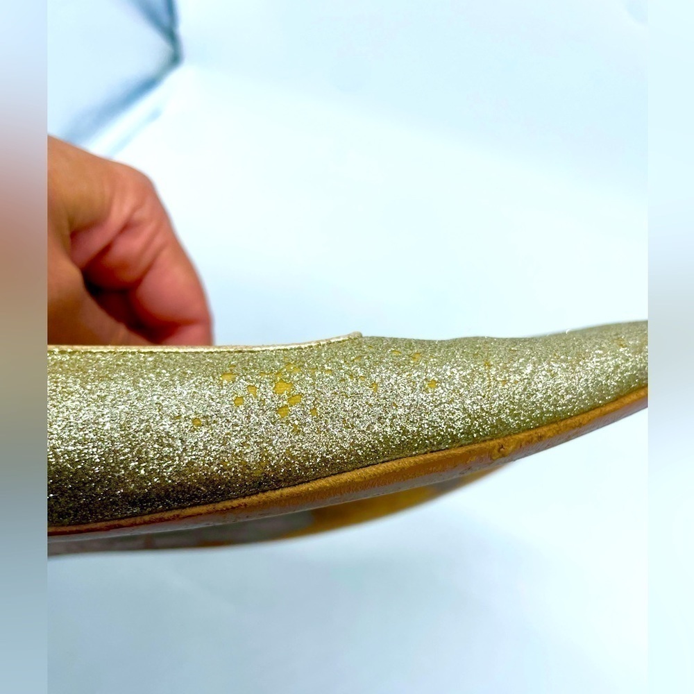 Prada Gold Glitter logo embellished Leather loafer flats EU 39 - Picture 6 of 10